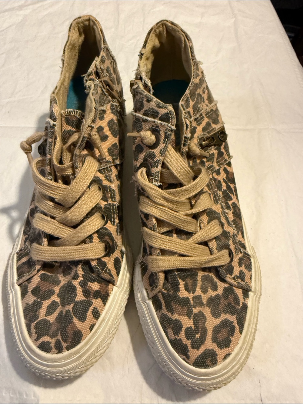 Kids Leopard Print Canvas High-Top Sneakers - Tan